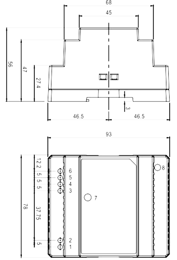 Габариты Faraday 36W/12-24V/DIN