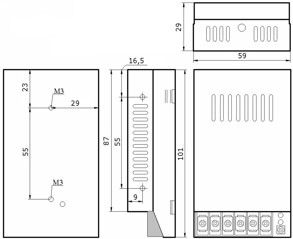 Габариты Faraday 36W/12-24V/95AL