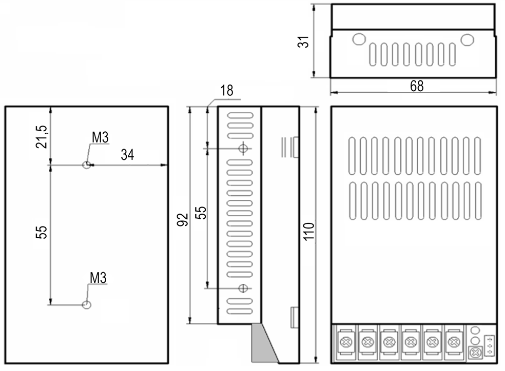 Габариты Faraday 50W/12-24V/120AL