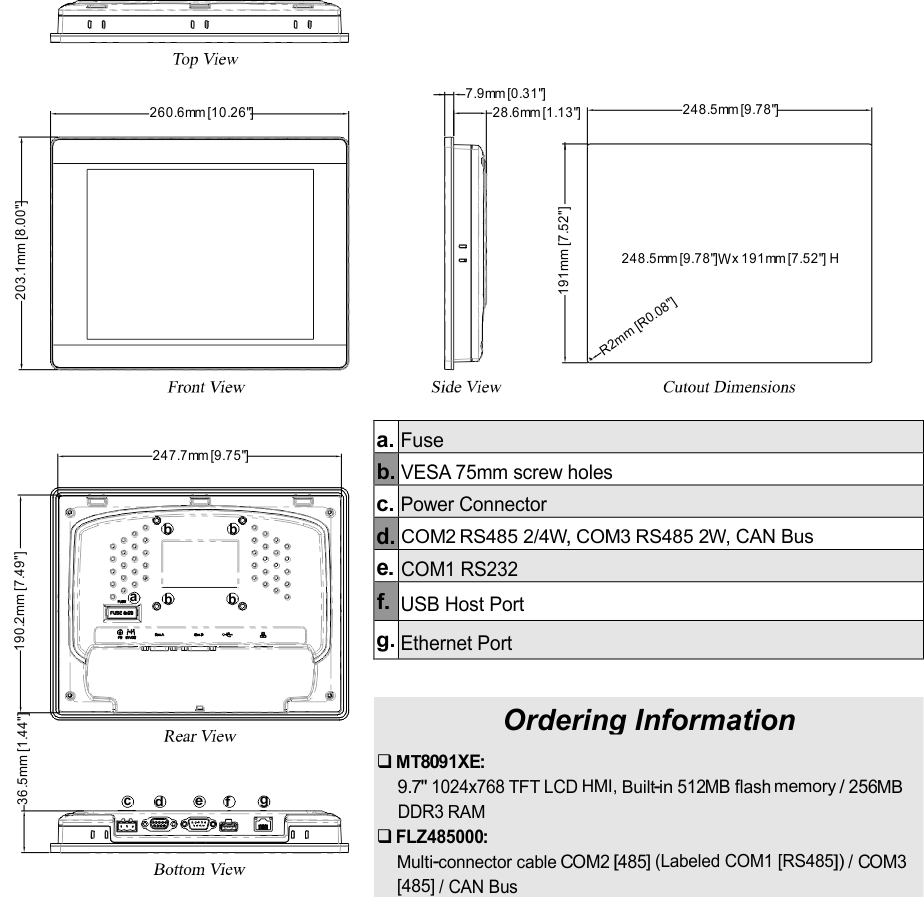 Габариты MT8091XE