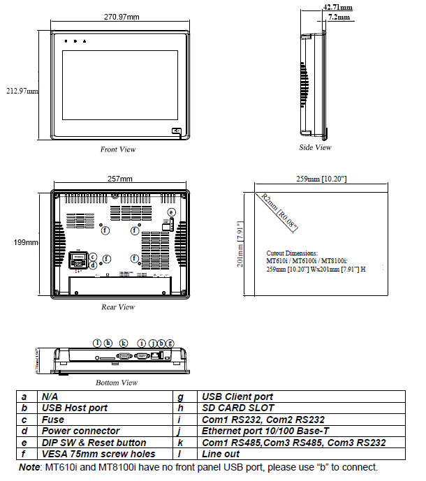 Габариты MT8100i